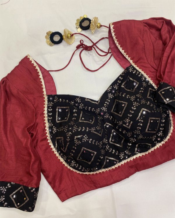 Maroon Silk Mirror Work