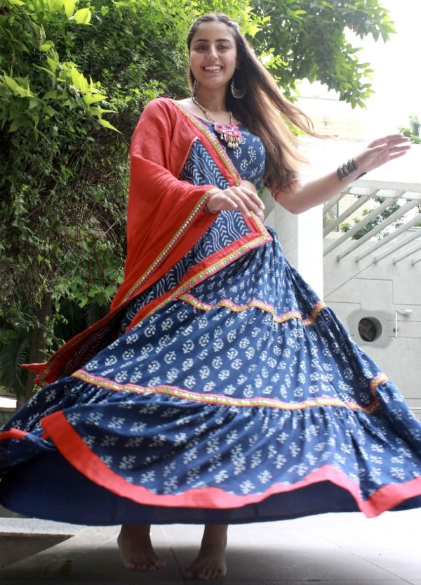 Indigo Tiered Chaniya Choli