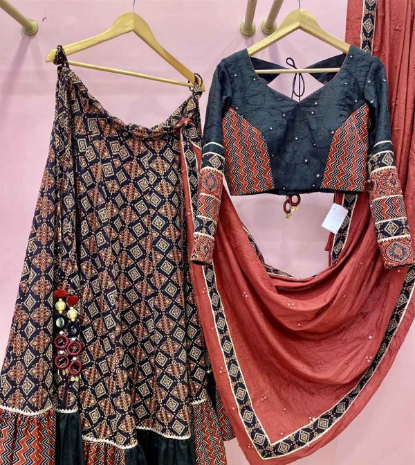 Black Ajrakh with full sleeves blouse