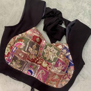Black Vintage Sleeveless Gamthi Blouse
