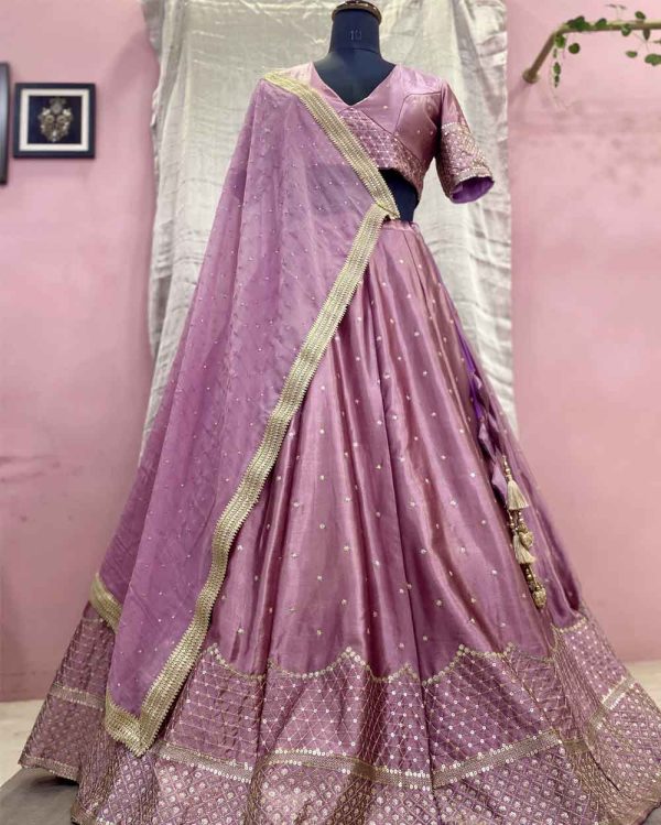 Lilac Gajji Silk Lehenga Choli