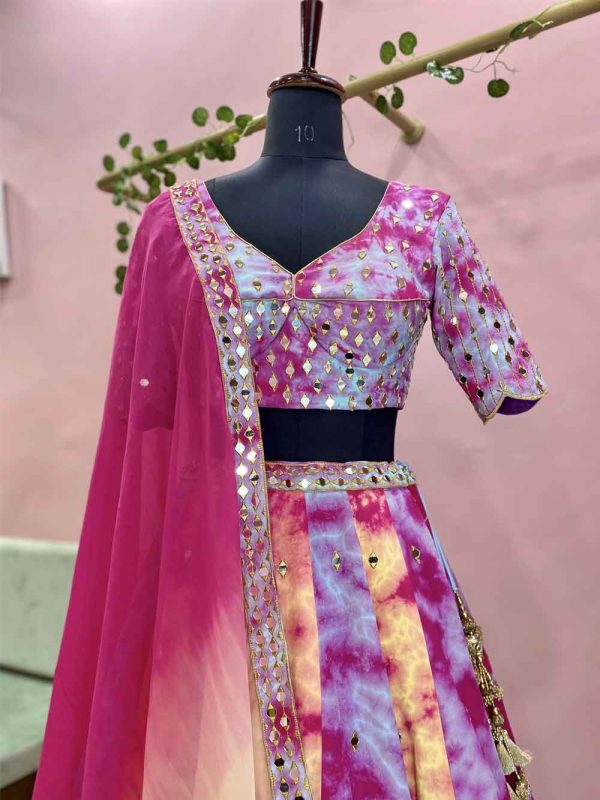 Mirror Work Shibori Lehenga Choli - Image 2