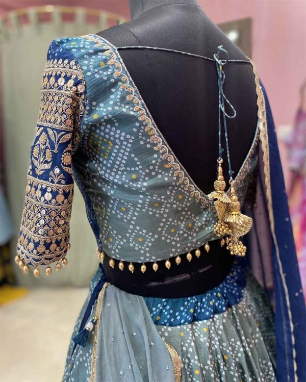 Ombre Bandhni Silk Lehenga Choli - Image 3