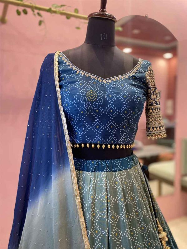 Ombre Bandhni Silk Lehenga Choli - Image 2