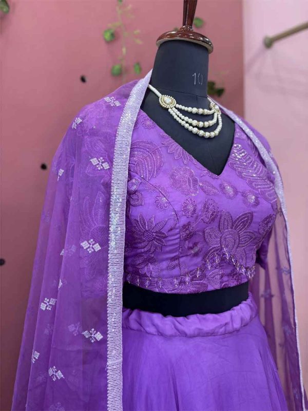 Purple Ombre Organza Lehenga Choli - Image 2