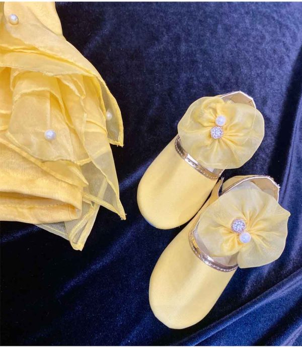 Yellow Ruffled Organza Frock - Image 2
