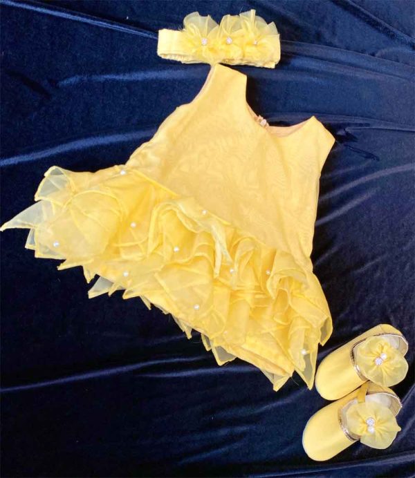 Yellow Ruffled Organza Frock