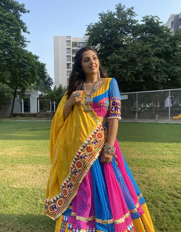 Pink Blue Georgette Leheriya